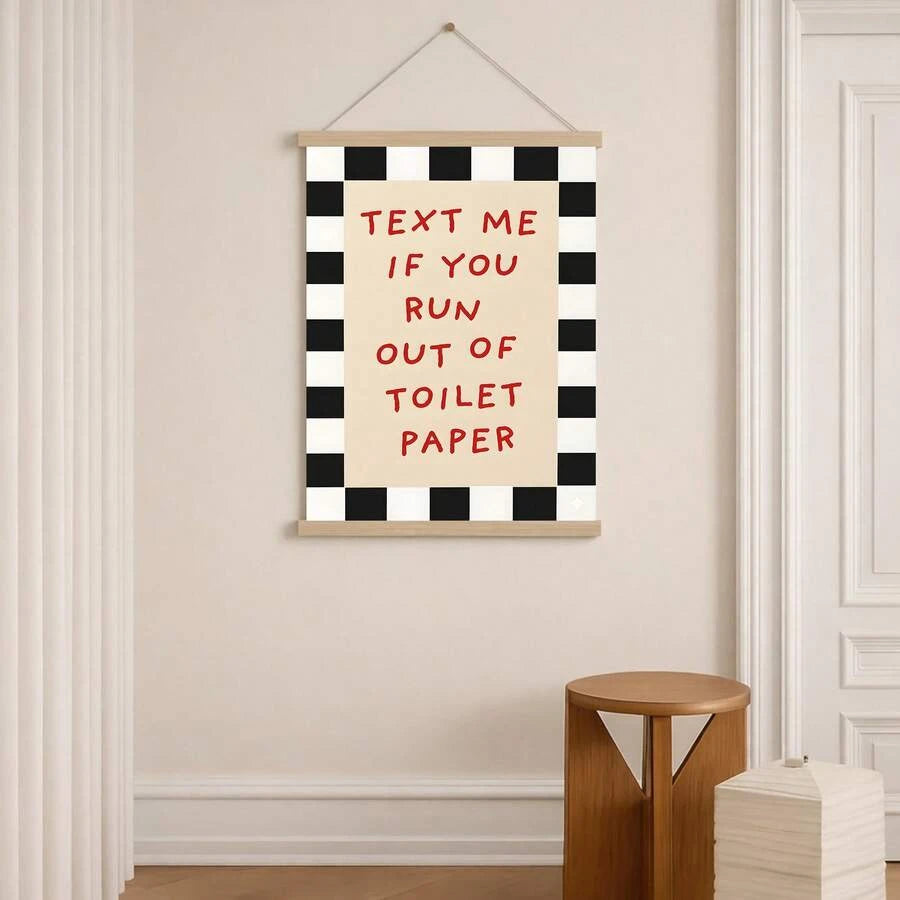 Funny bathroom canvas wall art with toilet paper quote