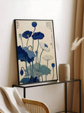 Boho botanical art with lotus stems and seed pods