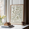 Cottagecore bird art in natural wood frame