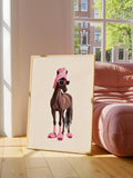 Cowboy frog poster in light wood frame mockup