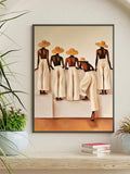 Abstract female silhouette Canvas poster featuring striped forms and delicate floral details. Perfect for modern bedrooms, studios, offices, and artistic decor.
