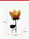 Solar flower stake light dimension graphic showing 40 cm height and 13.5 cm width