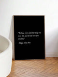 Edgar Allan Poe inspired Love Transcends Flaws Canvas poster with poetic romantic charm. Perfect for dark academia, libraries, bedrooms, and studies.
