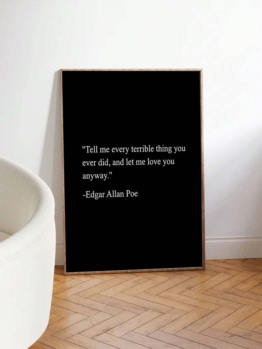 Edgar Allan Poe inspired Love Transcends Flaws Canvas poster with poetic romantic charm. Perfect for dark academia, libraries, bedrooms, and studies.

