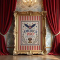 Framed America 250 years of freedom artwork in an ornate gold setting