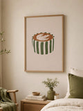 Kitchen poster lifestyle mockup with minimalist coffee cup artwork and cozy cafe decor style