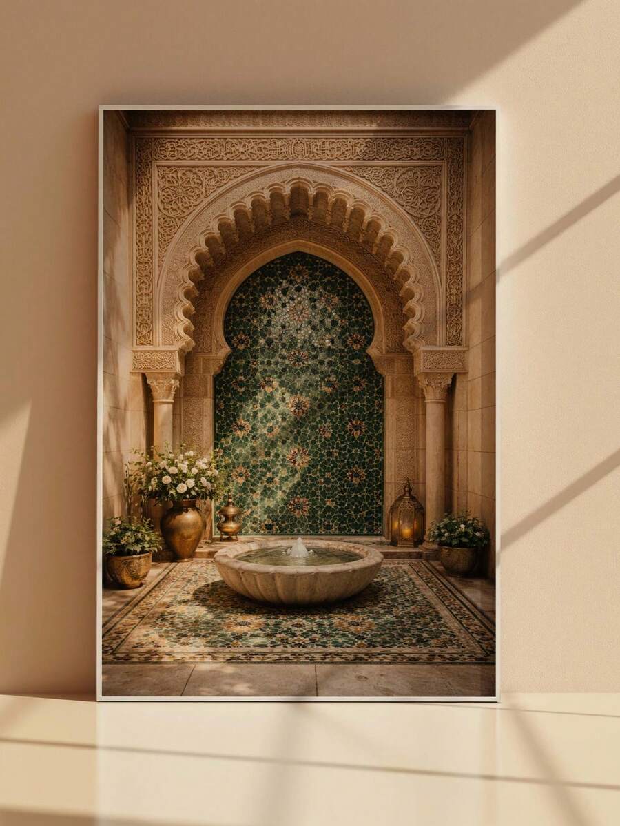Eid gift wall print with ornate arch and lantern decor