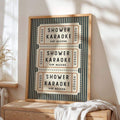 Shower Karaoke VIP Access ticket style bathroom poster view 5