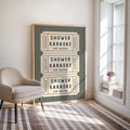 Shower Karaoke VIP Access ticket style bathroom poster view 7