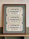 Shower Karaoke VIP Access ticket style bathroom poster