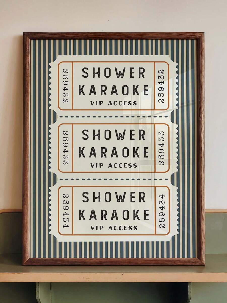 Shower Karaoke VIP Access ticket style bathroom poster