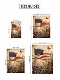 Size guide for American flag canvas print with 21x30 30x40 40x60 and 50x70 cm options