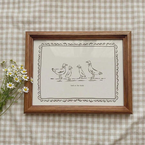 Minimalist duck family canvas wall art for home decor