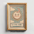 Framed boho sun and moon poster with motivational banner text