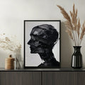 Minimalist abstract portrait print in natural wood frame view 5
