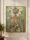 Anatomy poster lifestyle mockup with botanical torso artwork and vintage room styling