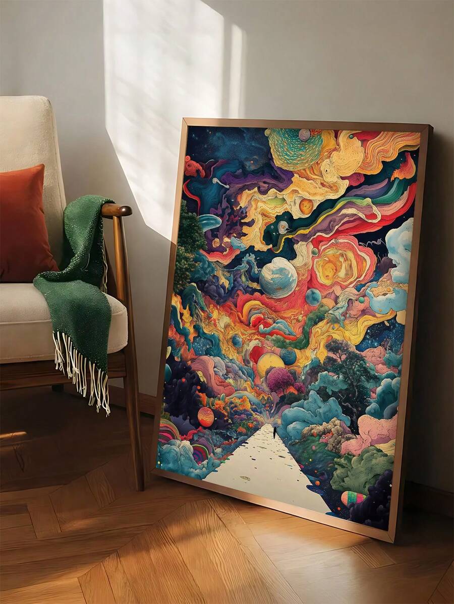 Canvas space wall art options showing framed and unframed astronaut poster print