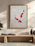 Framed Japandi forest landscape print on console