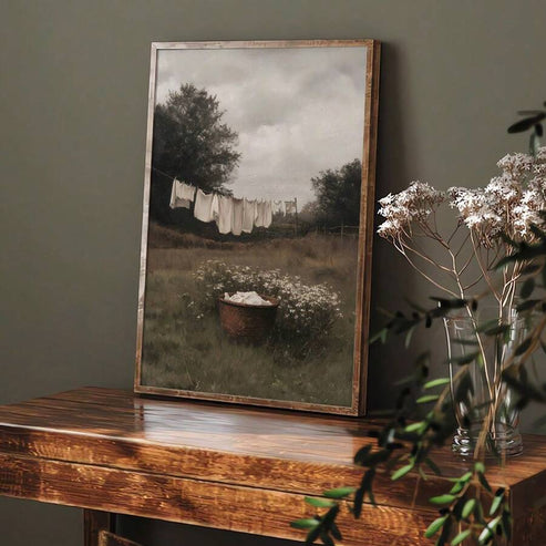 Vintage rustic laundry room farmhouse canvas wall art