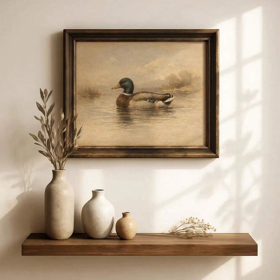 Vintage mallard duck farmhouse wall art