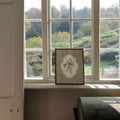Framed nature print option for bathroom kitchen shelf mantel or reading nook decor