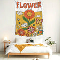 Butterfly Tapestry, Charming Daisy & Butterfly Cartoon Print Tapestry Sun flower