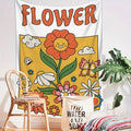 Butterfly Tapestry Decor, Charming Daisy & Butterfly Cartoon Print Tapestry
