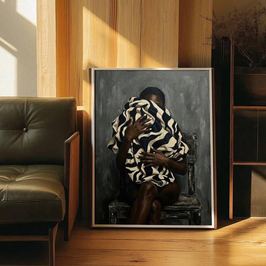 Neutral Afrocentric abstract canvas wall art