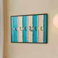 Abstract beach surfer print in home interior