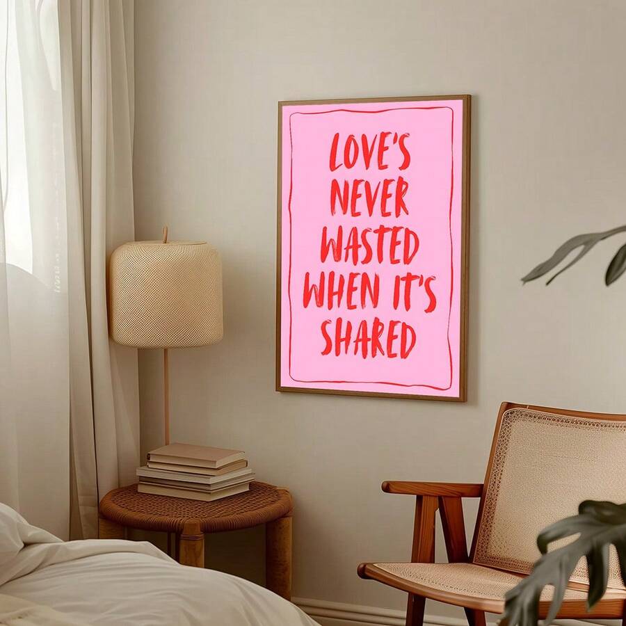 Pink red love quote canvas wall art