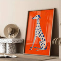 Orange dopamine decor poster with blue spotted dalmatian dog