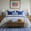 American flag art with watercolor flower stripes