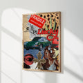 70s Retro Western Collage Leopard & Cowgirl Lucky Red Canvas Poster 