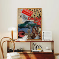 70s Retro Western Collage Leopard & Cowgirl Lucky Red Canvas Poster 