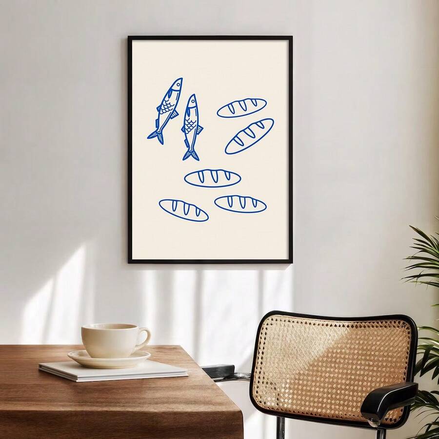 Loaves and Fish wall art with two fish and five loaves