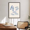 Minimalist Christian canvas print in blue line art