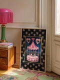 Quirky wall art for eclectic gallery wall with mystical tent and decorative hearts