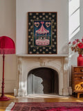 Quirky wall art for eclectic gallery wall with mystical tent and decorative hearts