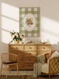 Vintage Green Strawberry Plaid Country Kitchen Canvas Poster