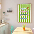 Danish pastel kitchen canvas print with green stripes
