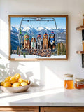 Resort style wall art in tan wood frame mockup