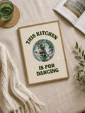 Disco ball kitchen wall art flat lay with this kitchen is for dancing quote and wood frame