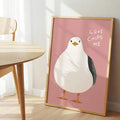 Coastal seagull print with orange beak and playful handwritten text