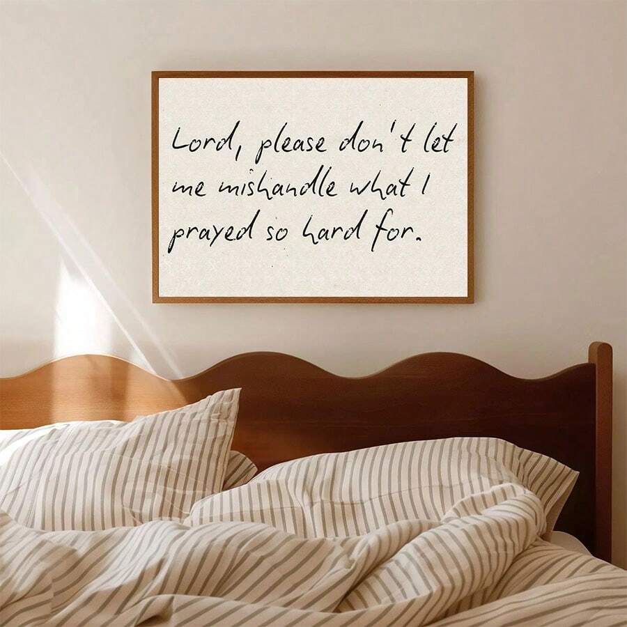 Encouragement gift wall art with inspirational prayer quote and neutral framed mockup