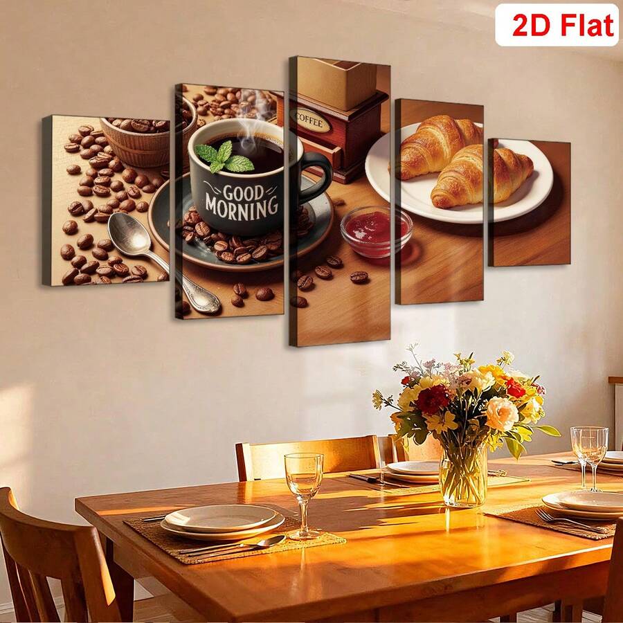 Size and frame guide for the five-piece canvas wall art set