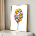 Vintage Lucky Charms Spoon Whimsical Cereal Kitchen Canvas Poster 