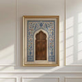 Boho global wall art with Moroccan architecture and warm neutral palette