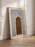 Boho global wall art with Moroccan architecture and warm neutral palette
