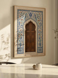 Boho global wall art with Moroccan architecture and warm neutral palette
