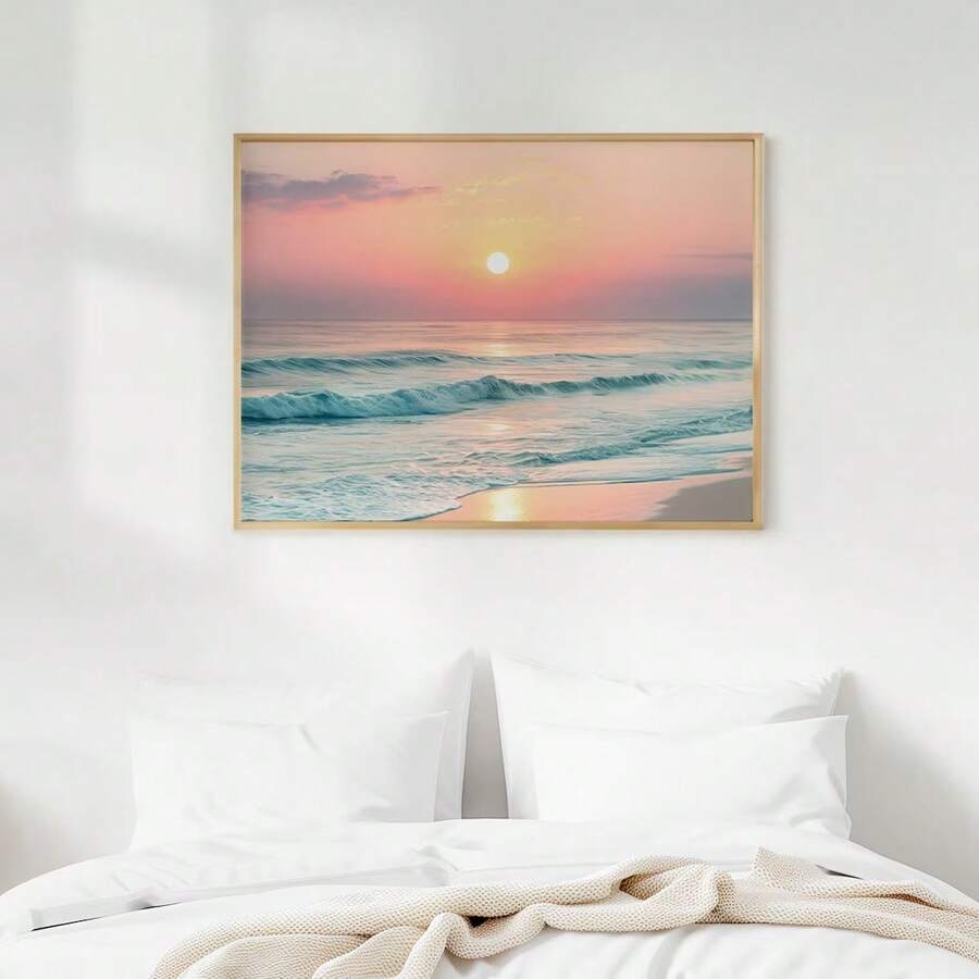 Retro ocean sunset coastal wall art